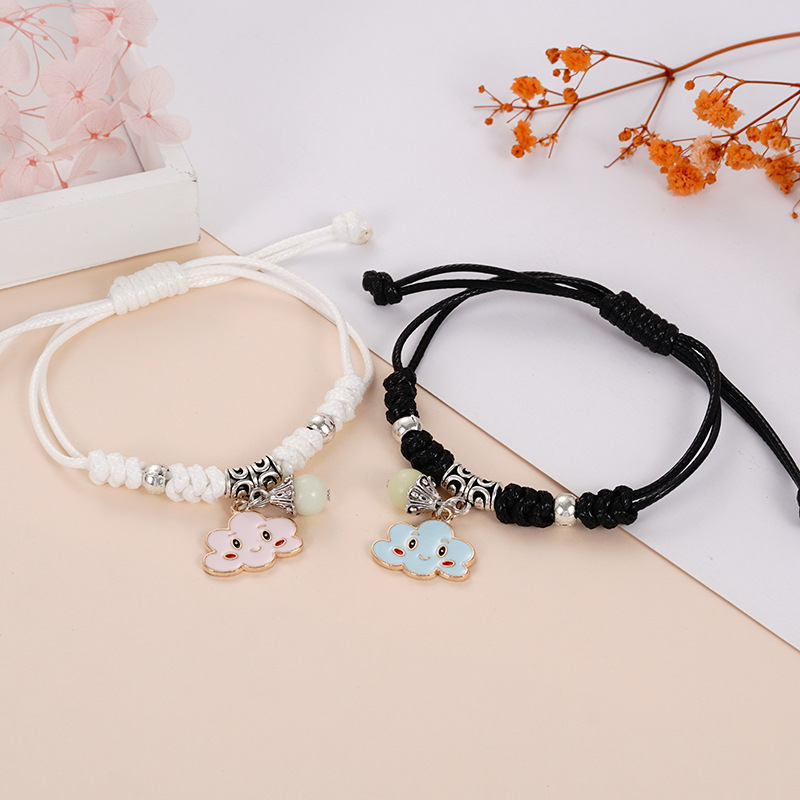 14g Weight Cute Moon Starfish Cat Alloy Luminous Beads Wax Line Woven Chain String Bracelets Wholesale
