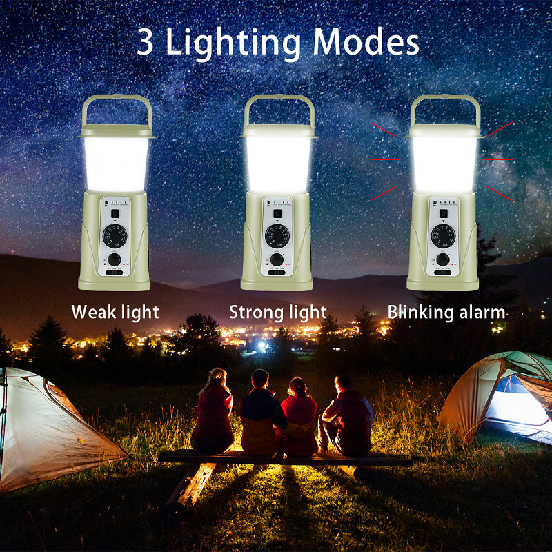 5000mAh aventura al aire libre camping multifuncional Luz de camping manivela energía solar carga tesoro radio
