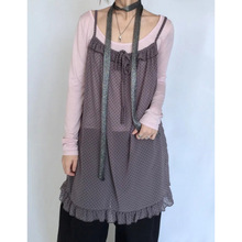 2025夏季新款韩国ins波点Y2K风木耳花边吊带雪纺裙日系可爱裙子