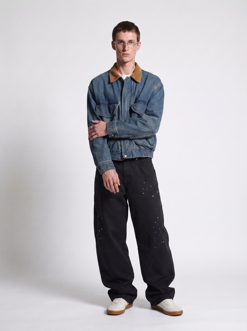 Inflation Hand-Painted Splatter Wide-Leg Cargo Pants