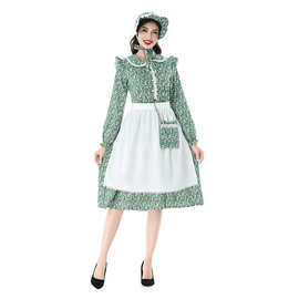 殖民地草原先锋开拓者啤酒节服装狂欢节田园风农场庄园碎花连衣裙