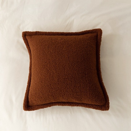 Modern Minimalist Lamb's Wool Pillow Cover Solid Color Bed Headrest Cushion Sofa Pillow Bedroom Waist Pillow Teddy Wool Pillow Cover