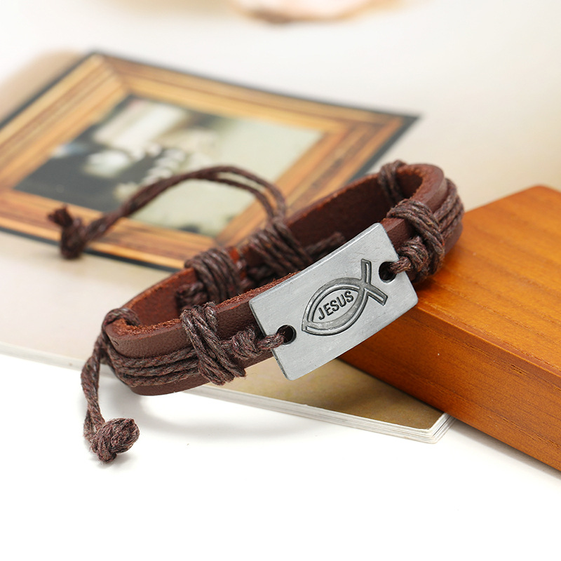 retro woven brown leather bracelet bracelet wholesale
