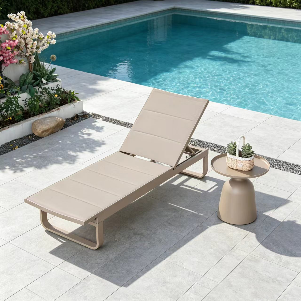 Silla de piscina, silla de playa anticorrosión de aleación de aluminio, tumbona de piscina de alta gama para hoteles y B&B, tumbona portátil image 12