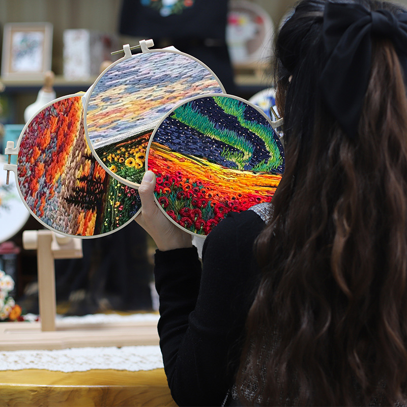 Kit de bordado hecho a mano de paisaje Junior novato hecho a mano bordado creativo paquete de material de bordado bricolaje productos semiacabados en stock