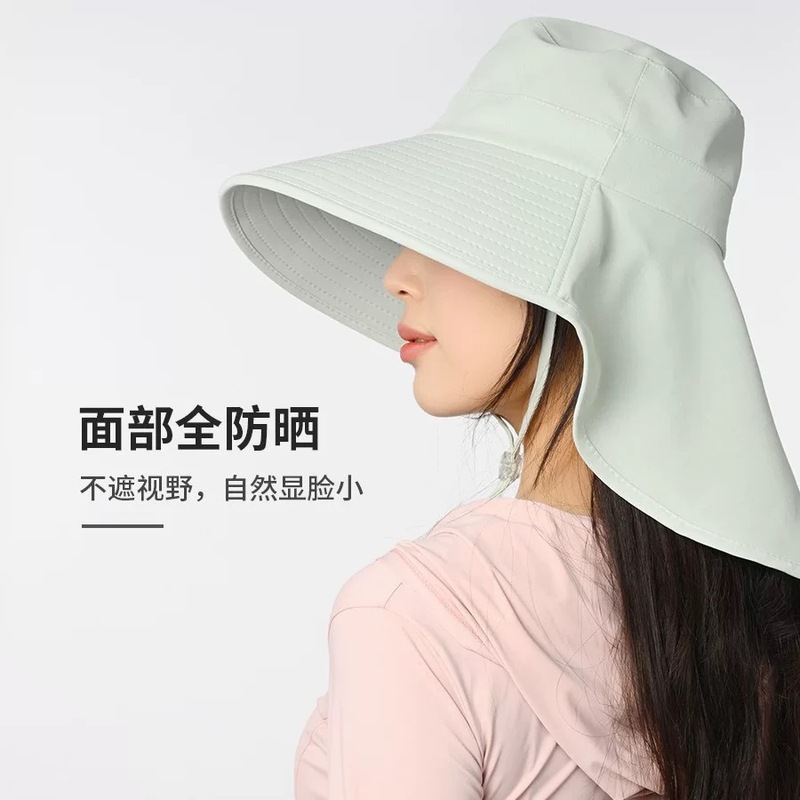 防紫外线防晒遮脸大披肩太阳防风骑车遮阳帽百搭渔夫帽女夏天海边|undefined