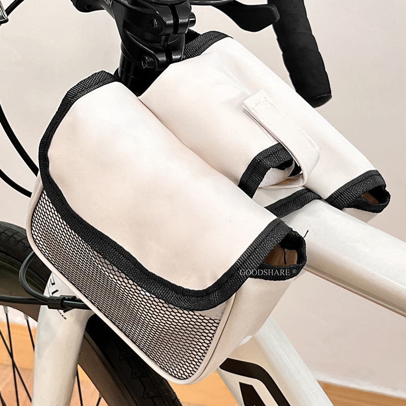 New pink bicycle bag, cute cartoon front beam bag, universal cycling accessory for road bikes and mountain bikes, dual bag design