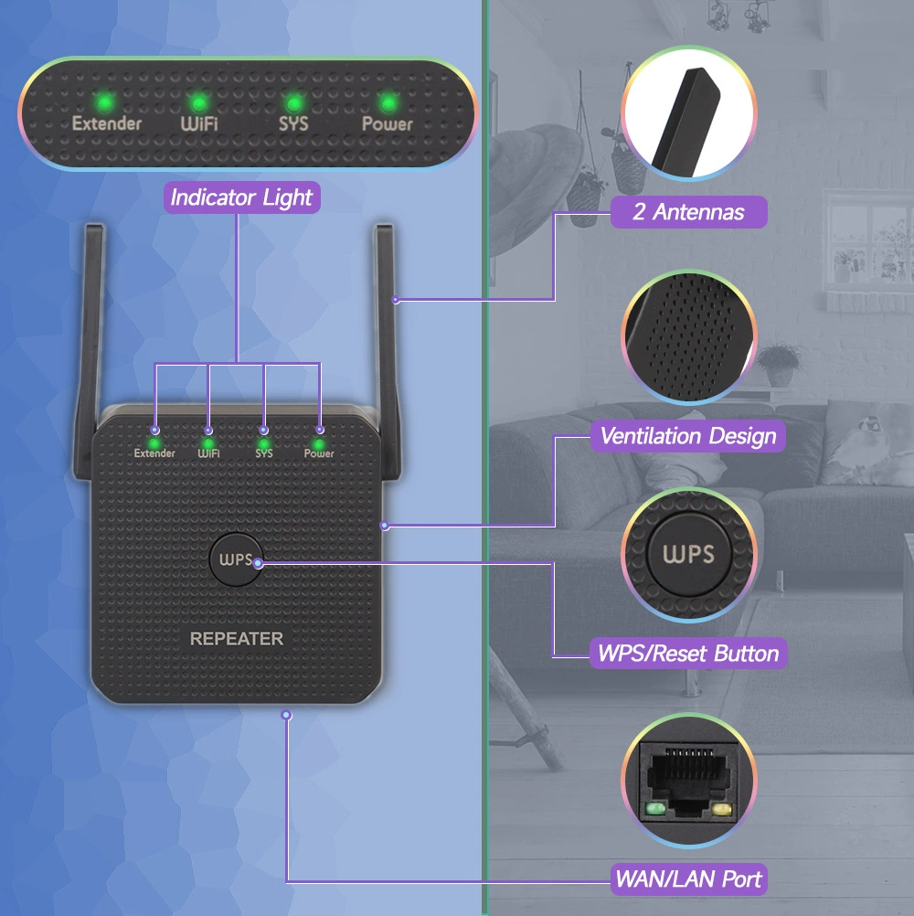 AC300M повторитель 2.4G WIFI усилитель сигнала повторитель беспроводной WiFi расширение сигнала