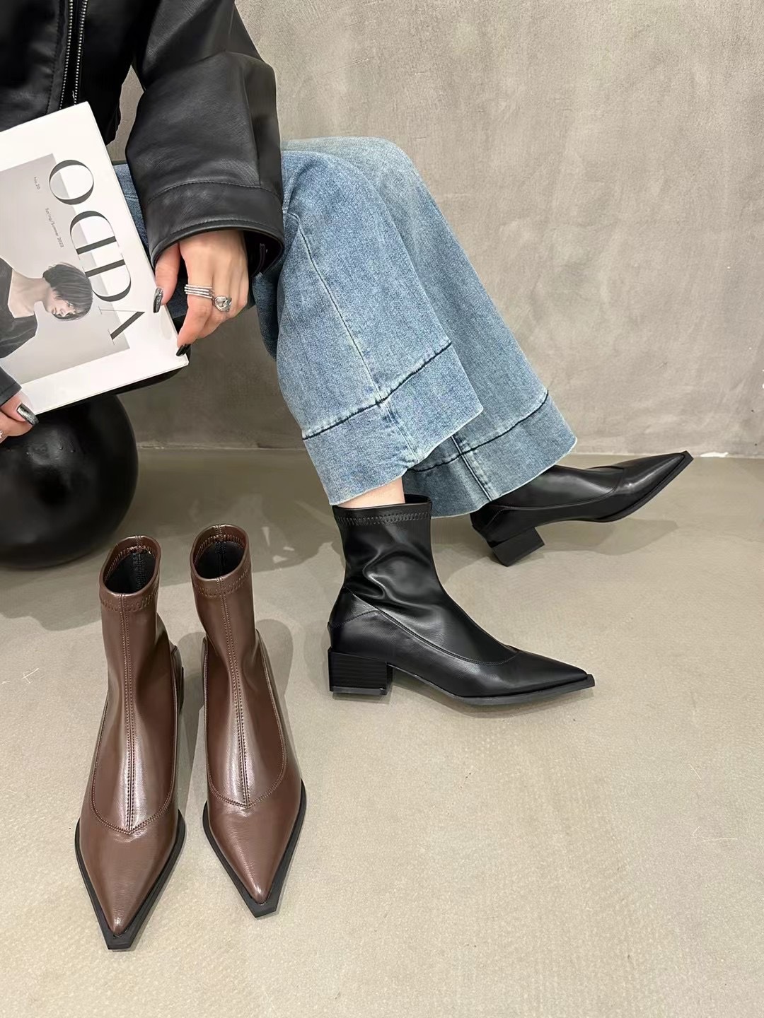 Escarpins à bout pointu ShoeVault pour femmes, nouveauté automne-hiver 2025, talon compensé, coupe ajustée, style européen et américain._voghion.com