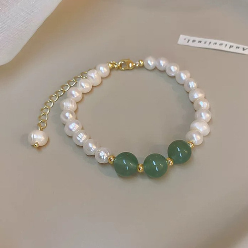 Restoring ancient ways baroque pearls hanfu fairy dress bracelets agate stone series of French fashion design feeling hand ring temperament bracelet