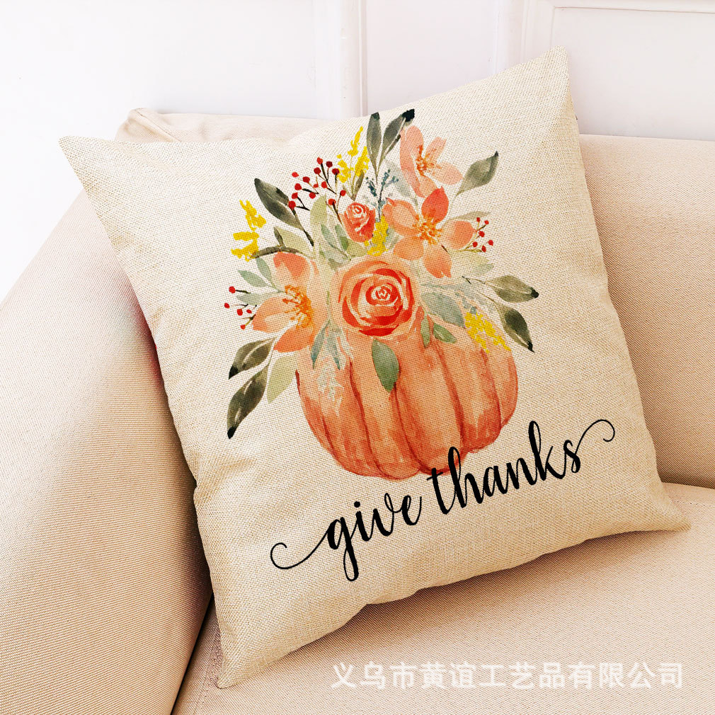 亚马逊 eBay 速卖通新款南瓜感恩节棉麻抱枕套 汽车靠垫 沙发抱枕