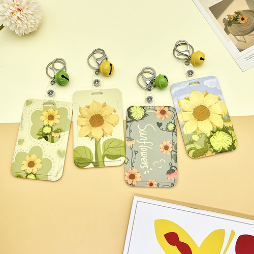 Simple Sunflower student campus meal card holder bus subway card work ID card holder access card lanyard card holder