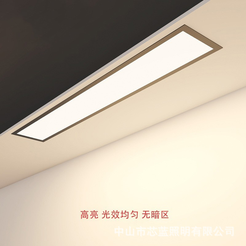 Resorte ultrafino incrustado LED lámpara de tira simple oficina techo pasillo garaje pasillo de montaje oculto lámpara plana