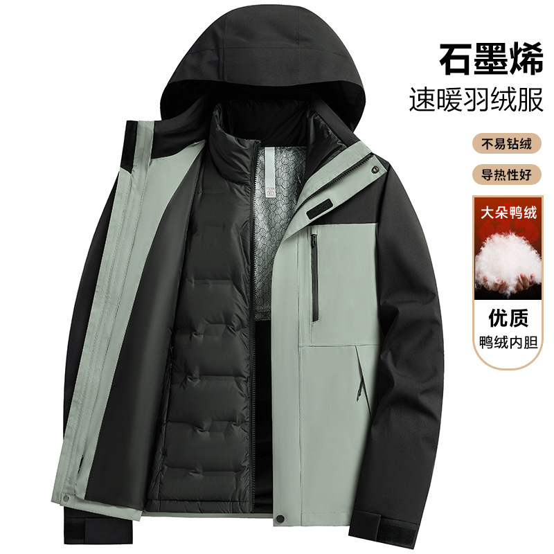 冲锋衣三合一男女款冬装两件套可拆卸防风防水保暖加厚滑雪工作服|undefined