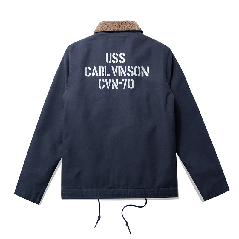 OKONKWO Navy carta impresión N-1 CHAQUETA portaaviones CUBIERTA traje CUBIERTA CHAQUETA de lana de cordero de algodón acolchado CHAQUETA