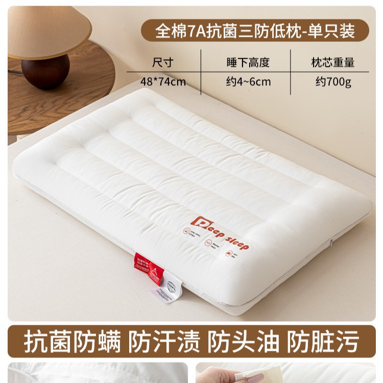 Almohada de tres pruebas, protección de la columna cervical, núcleo de almohada para dormir, agua, aceite impermeable, dormitorio lavable, adulto individual