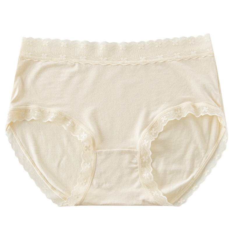 Bragas suaves con borde de encaje dulce, piel ligera, mujer 2024, nuevos calzoncillos antibacterianos de cintura media en la entrepierna de clase 7A