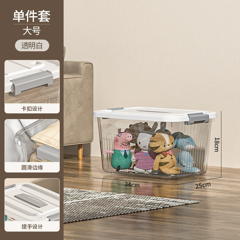 Storage Box, Extra Large Transparent Plastic, Thick Reinforced Walls, Stackable with Wheels