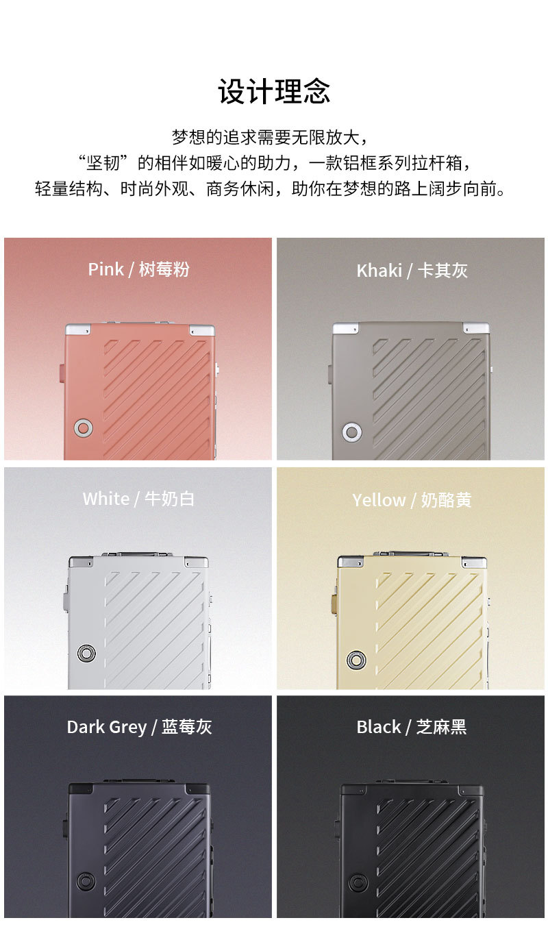 High-quality business trolley case, aluminum frame, sturdy and durable, stylish wheeled luggage for men and women, travel suitcase, combination lock