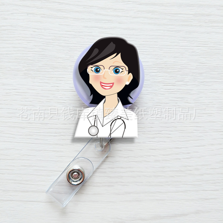 Nueva linda moda coreana de dibujos animados hebilla fácil de tirar tarjeta de trabajo clip de insignia certificado hebilla telescópica clip de insignia al por mayor