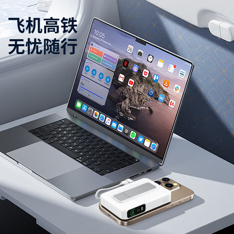 TFTスクリーン、MagSafe対応、15W磁気ワイヤレス充電パワーバンクスタンド、10000mAh、ケーブル内蔵、ギフト|undefined