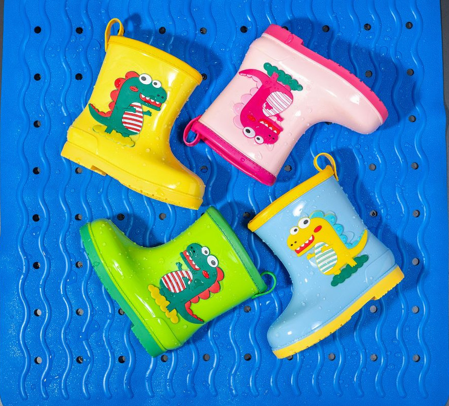 Children's Fashionable Waterproof and Warm Water Shoes for Men and Women, Cute Cartoon Dinosaur Rain Boots, Non-Slip Girdle Baby Rain Boots for All Seasons