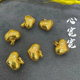 18K Gold Heart Wide Heart Pendant Au750 Color Gold Chubby Necklace Clavicle Chain Jewelry Pendant Stereo Heart Shape