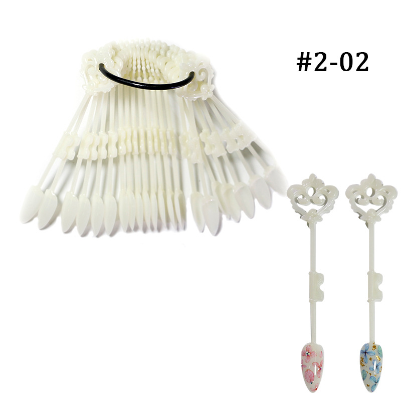 Placa de color de pantalla ZF 24 piezas de práctica de uñas pieza punta de uñas forma de abanico en forma de arco de flores tablero de exhibición de arte de uñas tarjeta de color