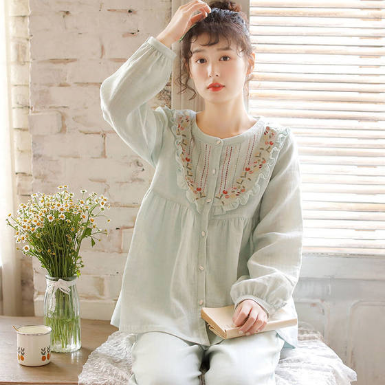 Pure Cotton Pajamas Women's Spring and Autumn Long-sleeved Women's New Korean-style Sweet Thin Dormitory Princess Style Home Clothes suit