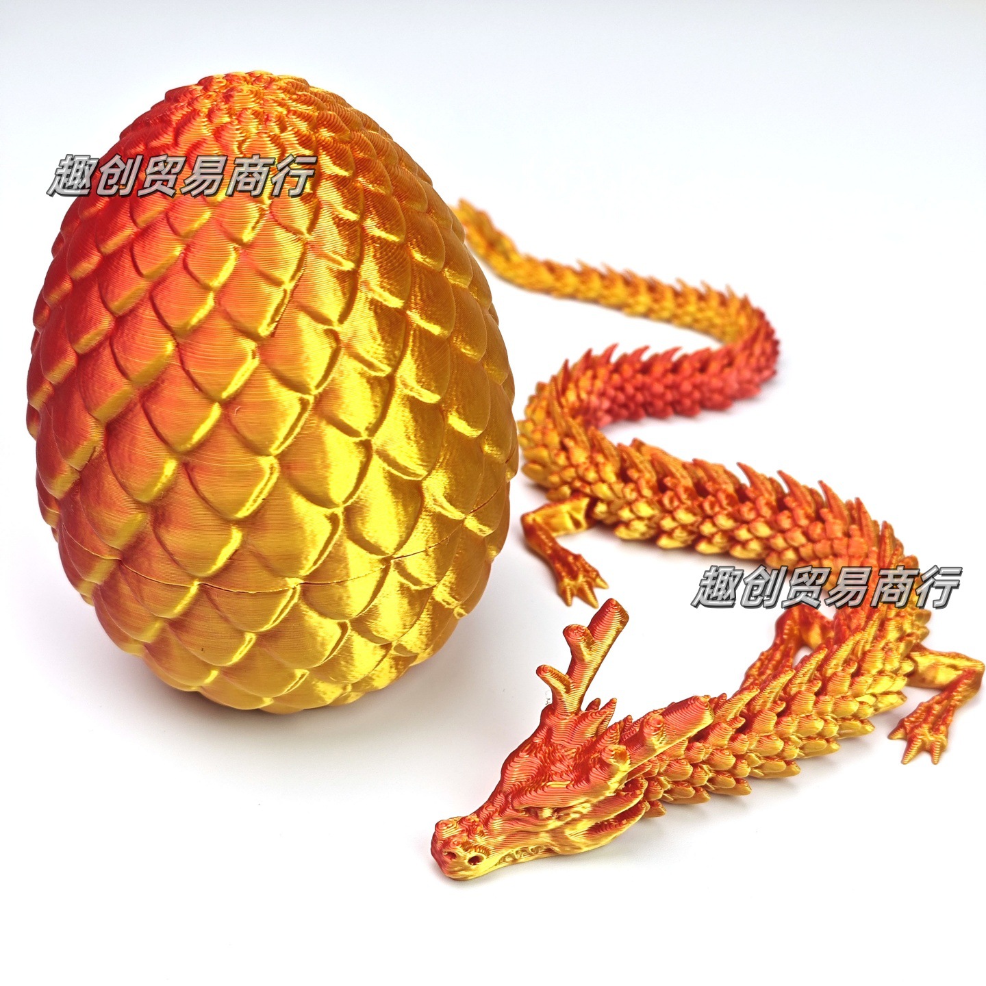 9.5CM 실크 레드 골드 드래곤 알 + 30CM 중국 용