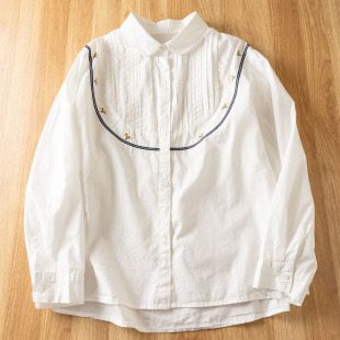 Lace Crochet Flower Design Sense Casual Literary Style Vintage Long Sleeve Shirt Women's Spring Ethnic Style Embroidered Top