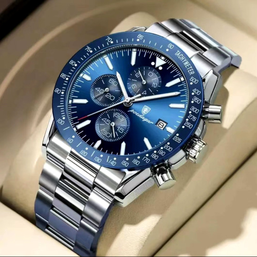 Swiss brand new men's watch multifunctional steel strap quartz watch live foreign trade dropshipping