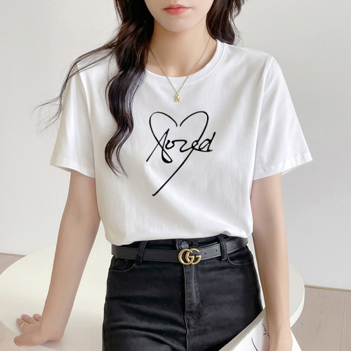 White women's short-sleeve loose shoulder half-sleeve t-shirt for 2025 spring and summer women's outerwear student inc trendy