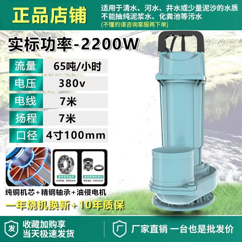 Shanghai auténtica bomba sumergible 220V bomba de agua de gran calibre 3 pulgadas 4 pulgadas sin escobillas de alto flujo de elevación bomba de agua