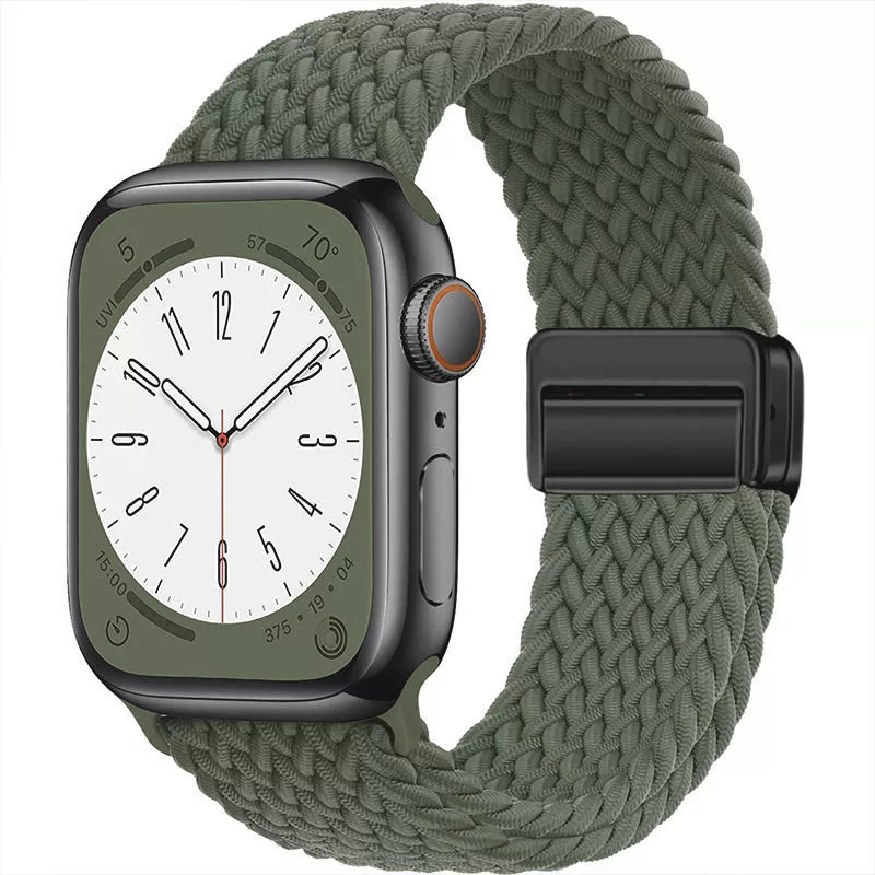 Магнитная застежка, ремешок для Apple Watch/iWatch (подходит для Apple Watch Series 9/10), летний нейлоновый плетёный ремешок