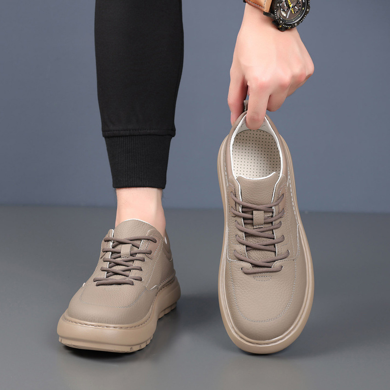 Cabeza de piel de vaca de otoño nuevos zapatos casuales de hombre zapatos transpirables de cuero de suela gruesa zapatos de cuero ultraligeros de hombre zapatos suaves