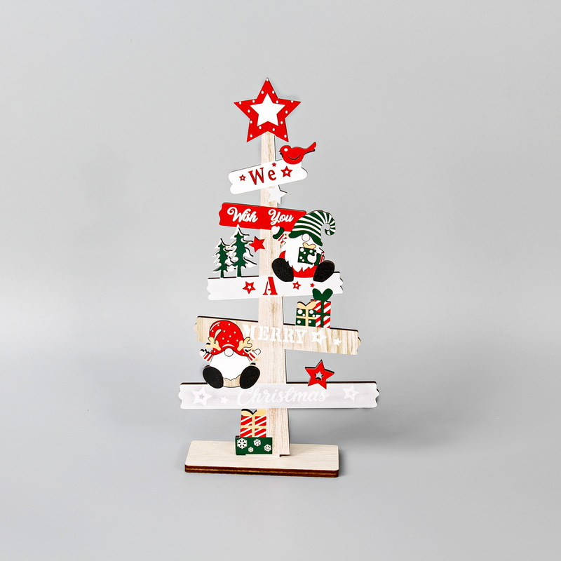 Nuevos productos decoraciones de Navidad mini escritorio de madera pequeña decoración de árbol de Navidad madera decoración de tarjeta de letras inglesas