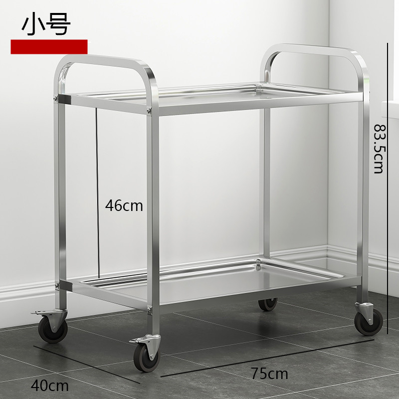 Carrito de Comedor de Acero Inoxidable de Tres Niveles para Uso Comercial en Hoteles, Carrito de Servicio Móvil, Estante para Entrega de Alimentos, Estante para Almacenamiento de Bebidas, Carrito Reforzado.