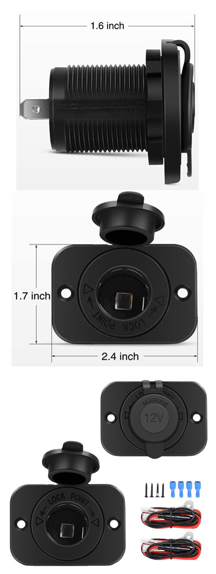 Car cigarette lighter socket DC 12V power socket motorcycle boat car RV modified accessories panel switch