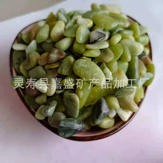 加工批发绿色水磨石子 丹东绿玉石 海蓝绿透水胶黏洗米石