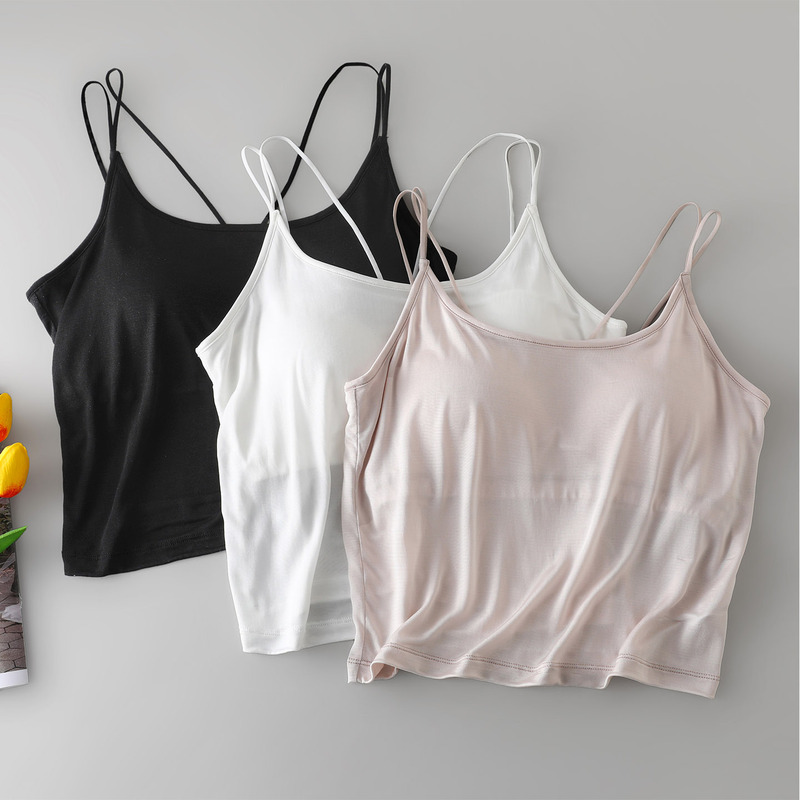 100% Mulberry Silk Double Shoulder Strap Beauty Back Camisole Extended Tube Top Silk Breathable Wireless Anti-Exposure Women's Tank Top