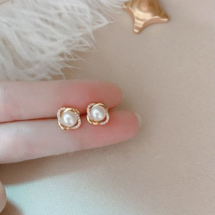 [2997 people's collection] 999 sterling silver needle freshwater pearl earrings feminine pearl 2024 new temperament high