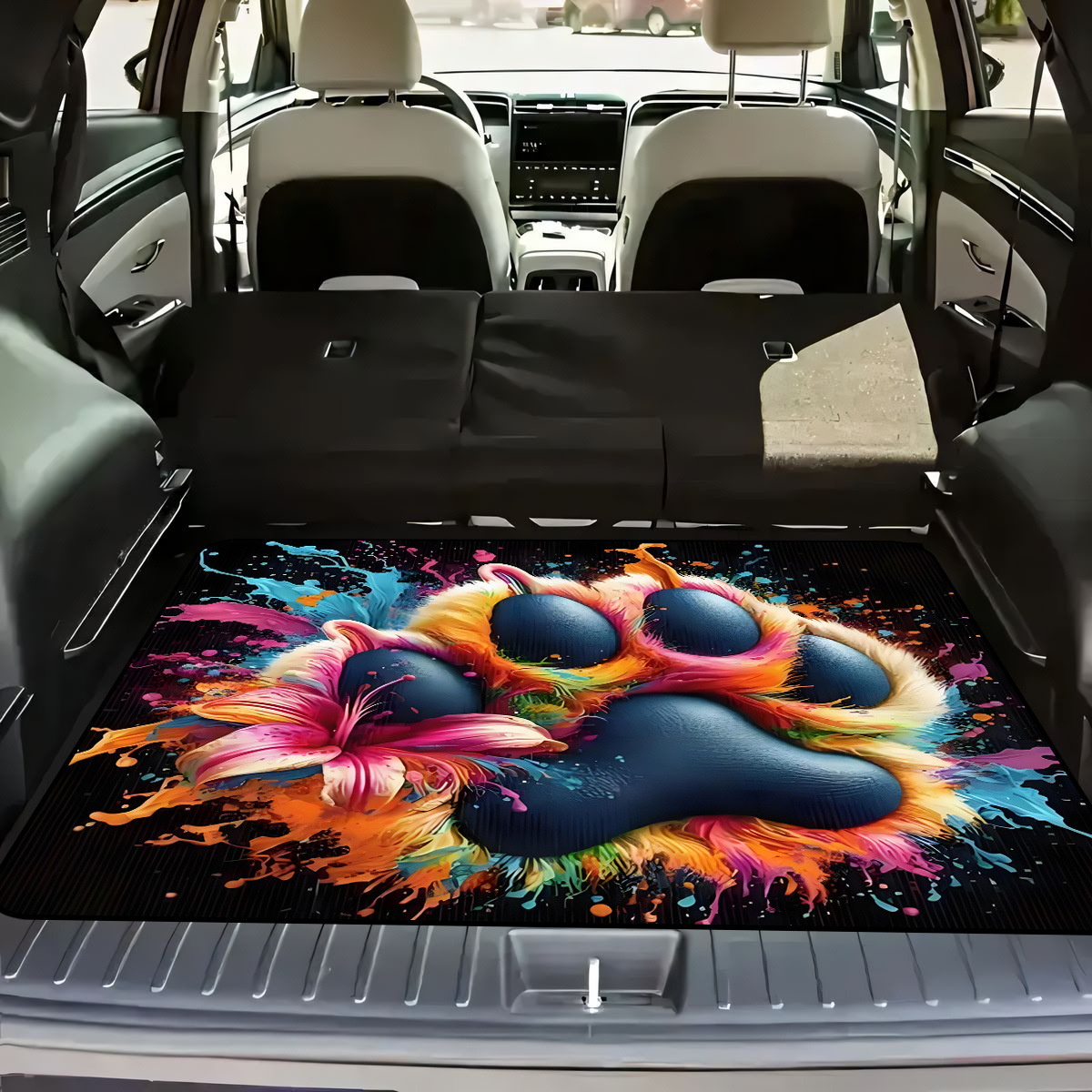 Car Trunk Mat with Full Coverage, Persian Style Car Mat, Cute Cat Cartoon Car Decoration Foot Mat, Stain-Resistant