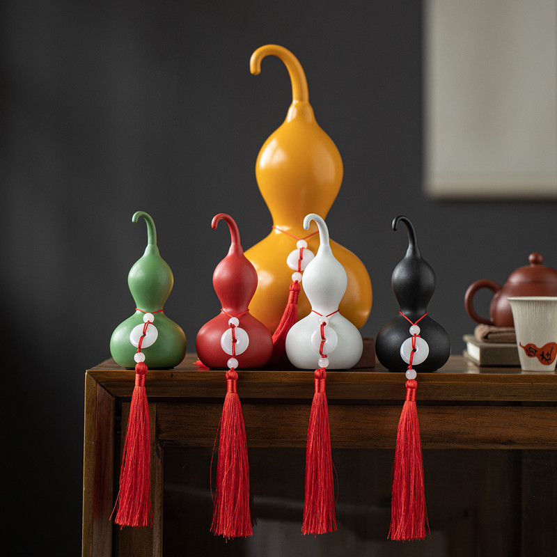 Large Five Elements Gourd Tea Pet Ornament for Wealth and Prosperity, Home Decor for Living Room, Wine Cabinet, and Display Shelf