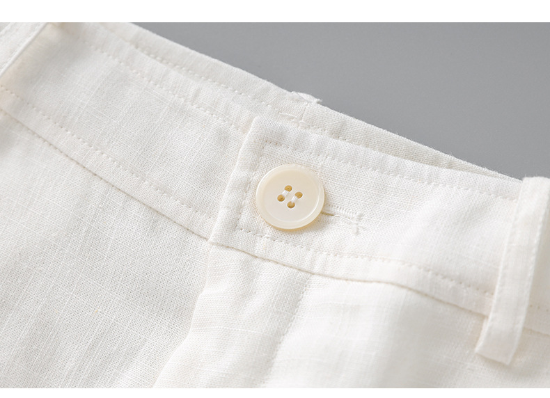 Quần âu ống rộng phong cách tiền cũ vải Tencel linen trắng mùa hè — Màu trắng chi tiết 17