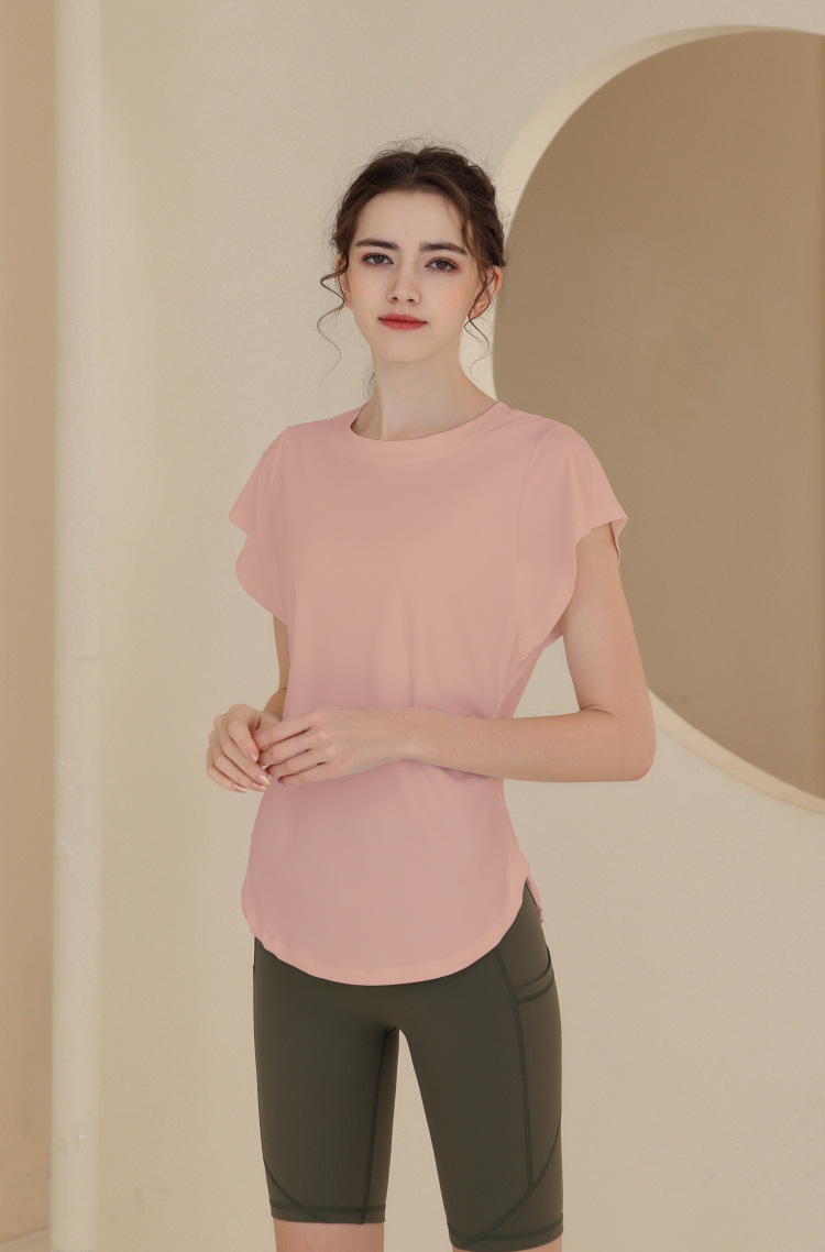 New Snowflake Cotton Breathable Sports Top Women's Short Sleeve T-shirt Running Training Cover Up Slimming Fitness Yoga_voghion.com