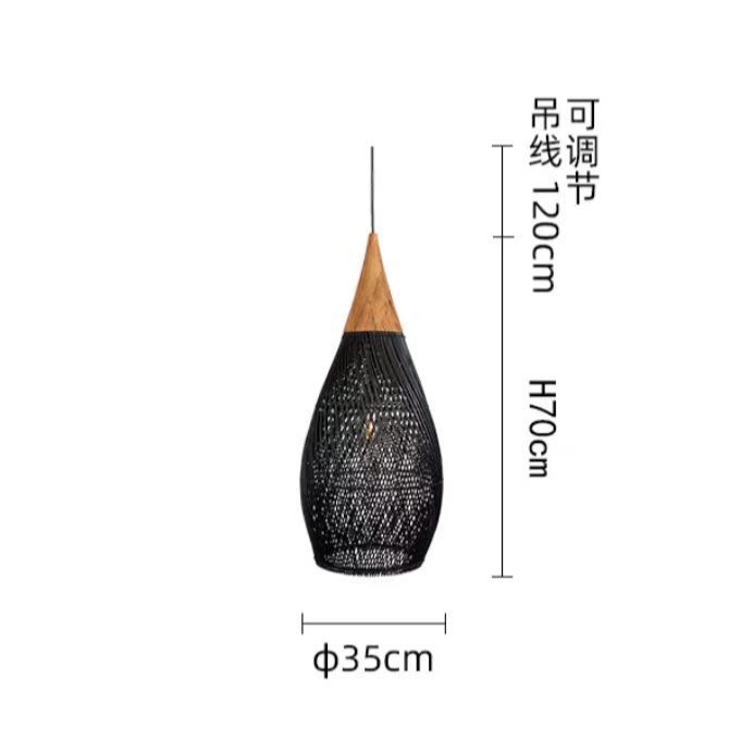 侘寂风复古吊灯日式藤艺编织客厅酒店饭店民宿茶室东南亚餐厅吊灯|undefined
