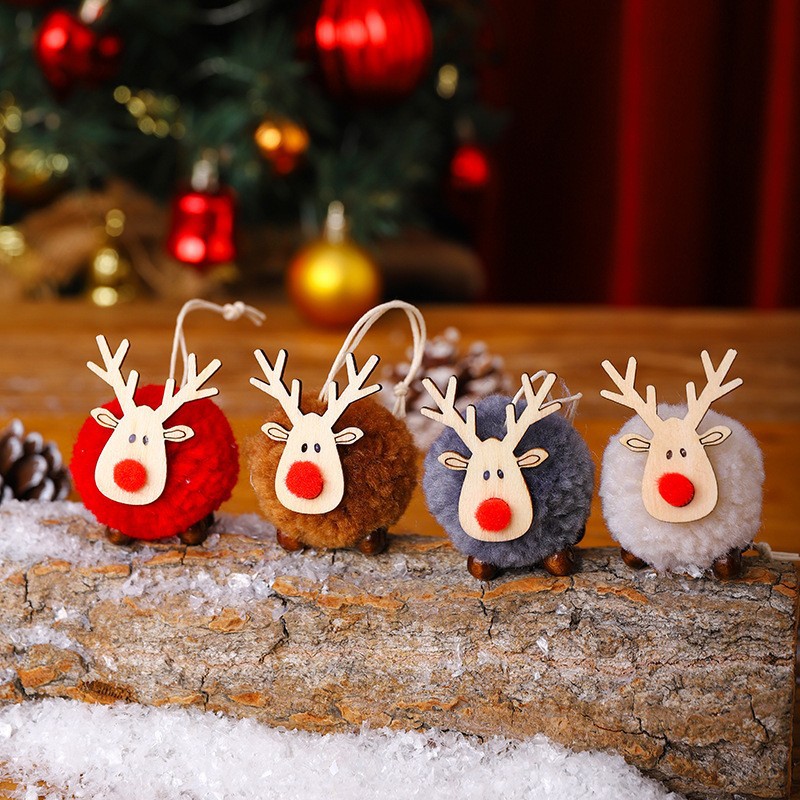 Cross-border new Christmas decoration pendant Wool felt cartoon deer pendant Christmas tree pendant accessories gift