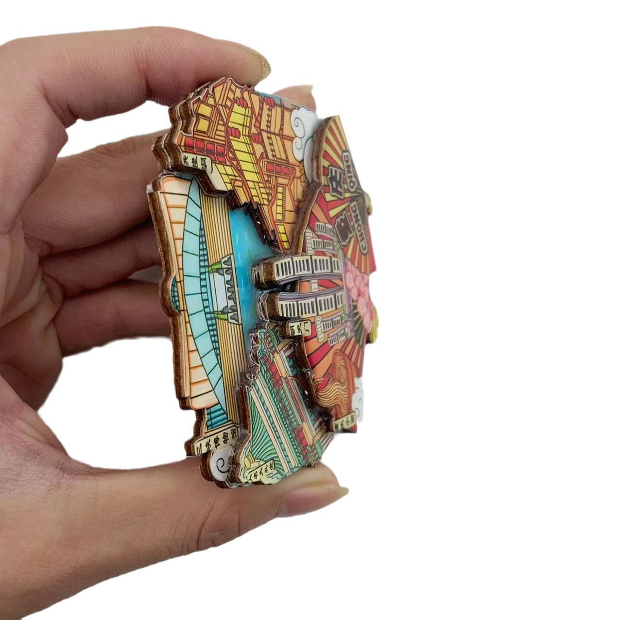 Adhesivo magnético creativo estilo chino | Souvenir Chongqing | Decoración para refrigerador o madera