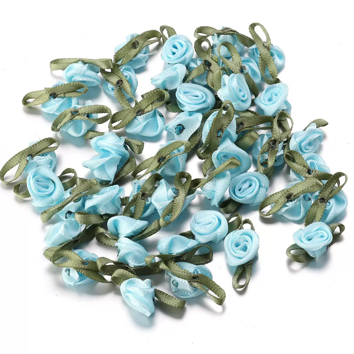 涤纶加叶玫瑰花苞手工DIY饰品配件工艺装饰小花朵儿童服饰辅料